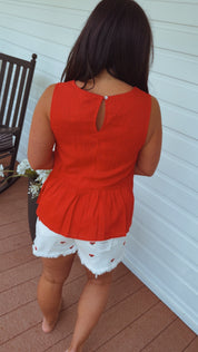 Risen Tummy Control White and Embroidered Floral High Rise Shorts