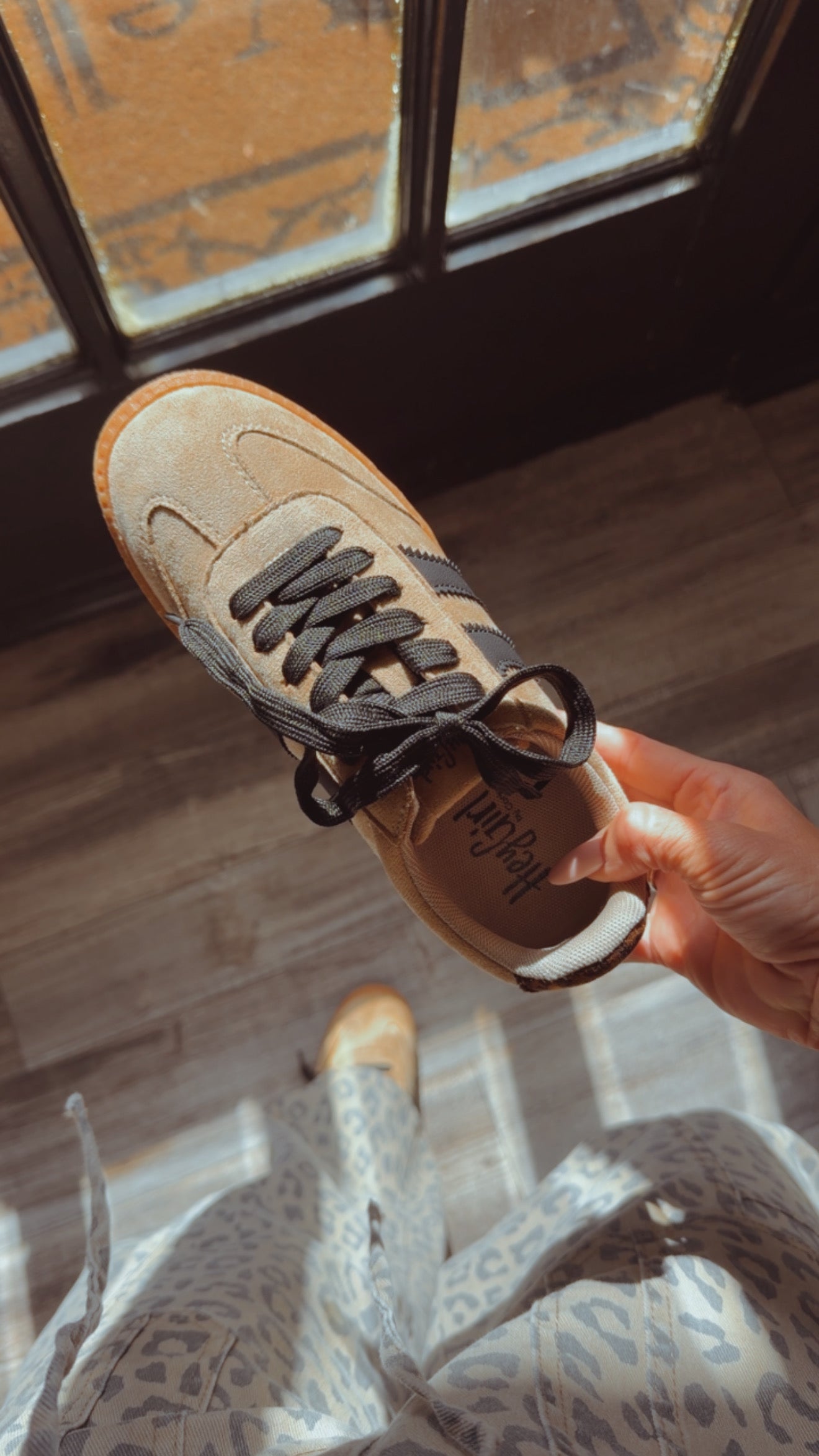 Corky Camel Black Striped Sneakers