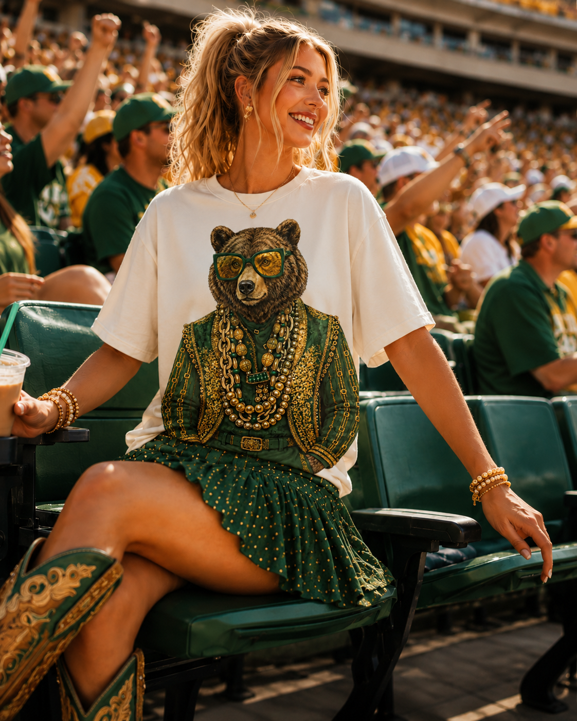 Gameday Bear Cream Graphic Tee 2077