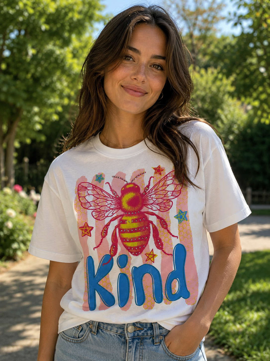 Bee Kind White Graphic Tee 1152