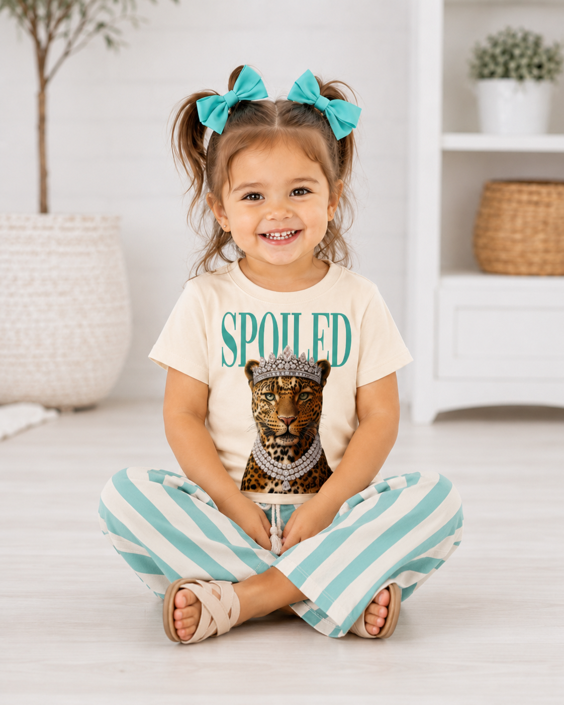 Spoiled Leopard Cream Kids Graphic Tee 166K