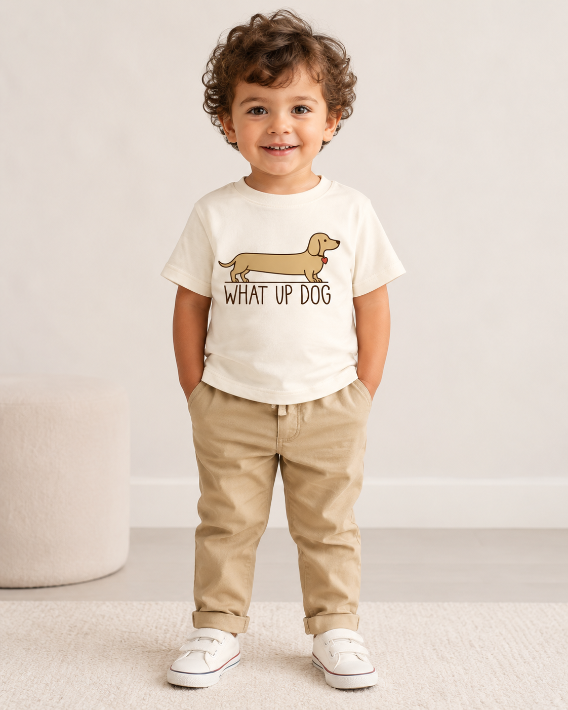 What Up Dog Cream Kids Graphic Tee 63K