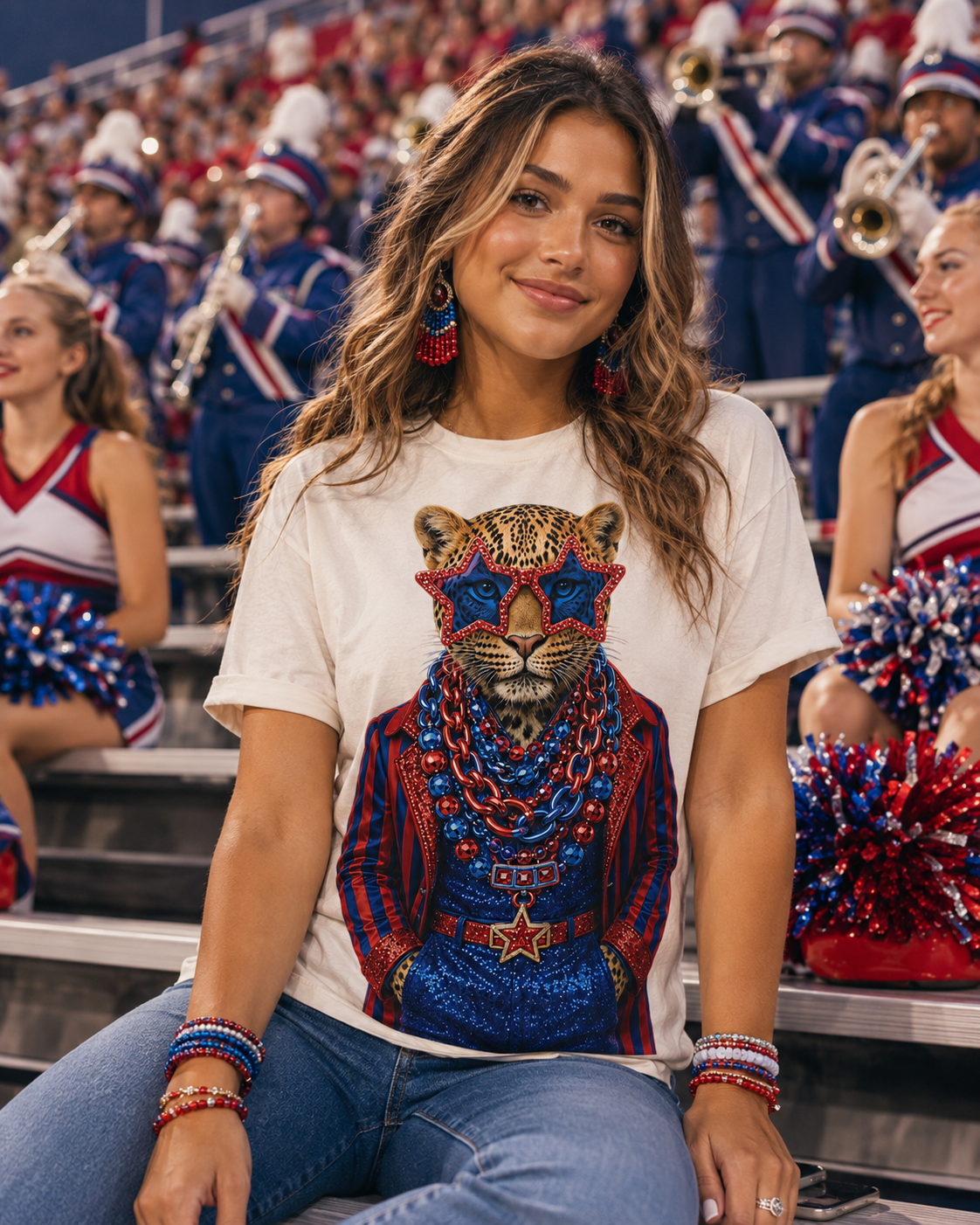 Gameday Leopard Cream Graphic Tee 1183