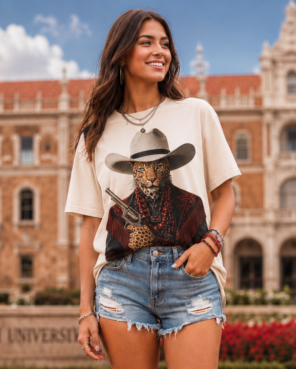 Gameday Raider Leopard Cream Graphic Tee 1184