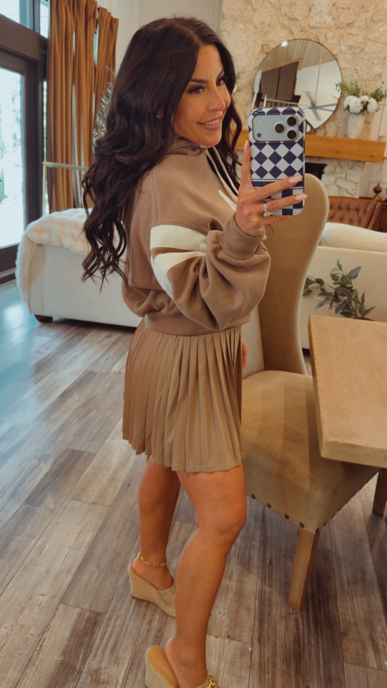 Coco and White Stripe Pleated Skort