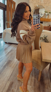 Coco and White Stripe Pleated Skort