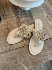 White and Gold Diva Crystal Inspired Sandals