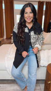Leopard and Black Denim shacket