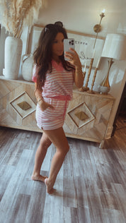 Pink and White Chic Athletic Skort and Top Set