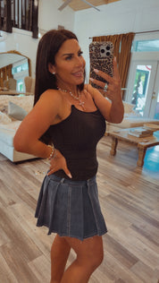 Black Ribbed Lightweight Tank