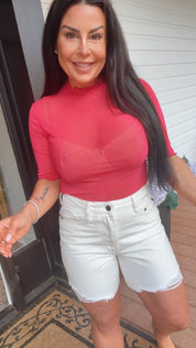 Judy Blue White Distressed Shorts Rigid Magic