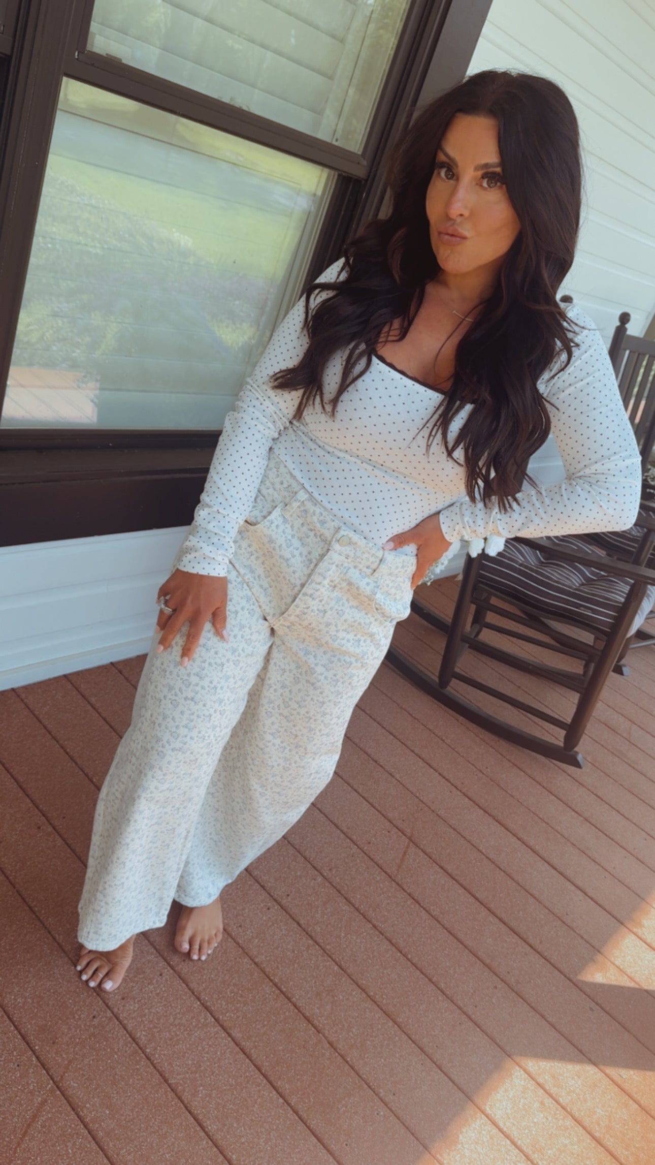 Stich and Co Chic Black and White Polka Dot Long Sleeve Top