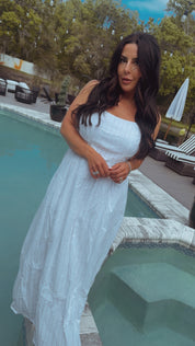 Chic White And Brown Stripe Tank Dress