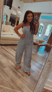 Chic Denim Striped Overalls
