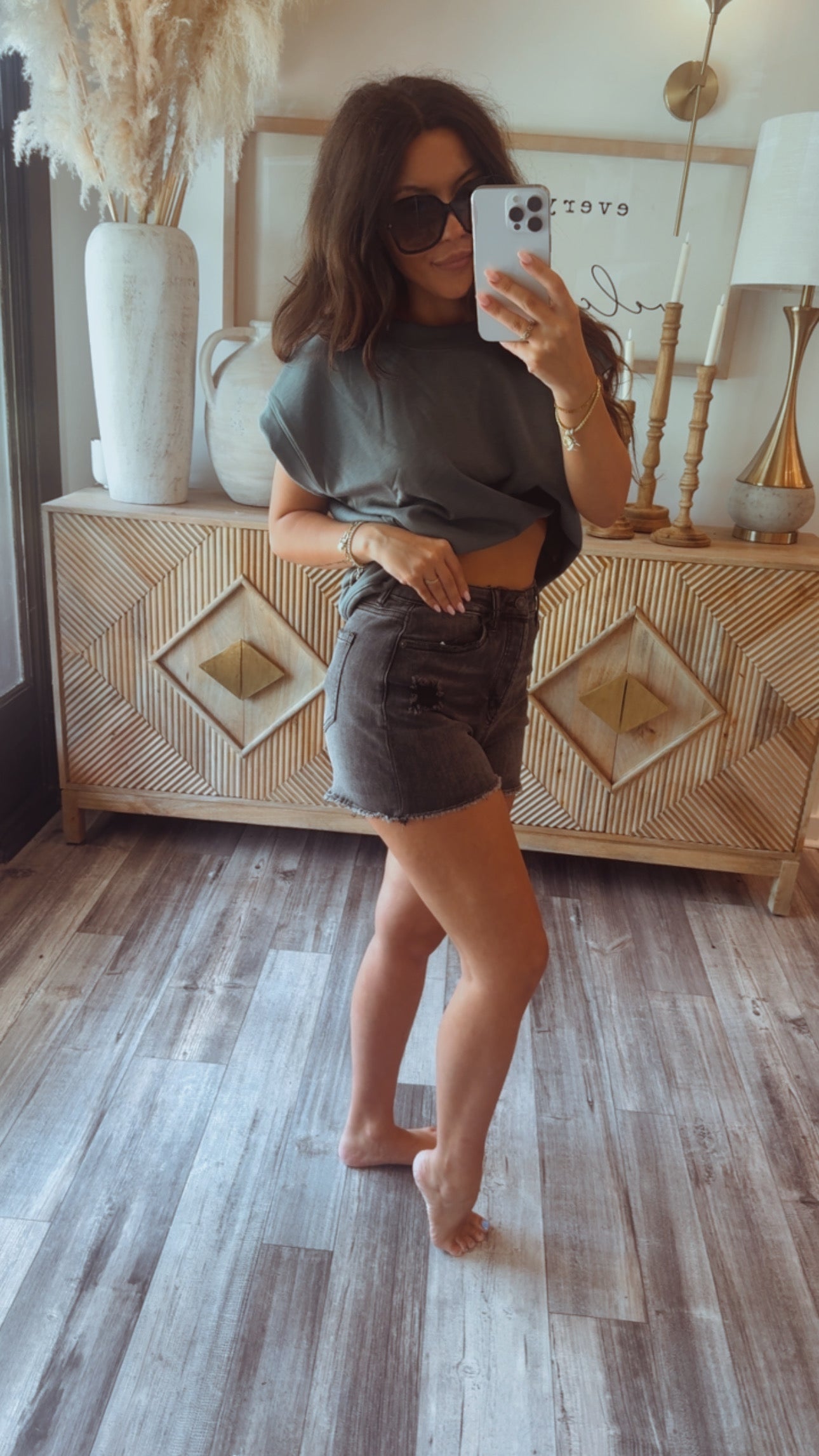 Ultra Soft Sage Short Sleeve Scuba Top