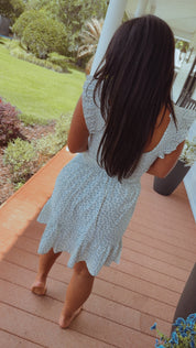White and Blue Floral Dress  Stich&Co
