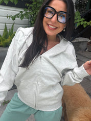 Ultra Soft Light Grey Full Zip Hoodie