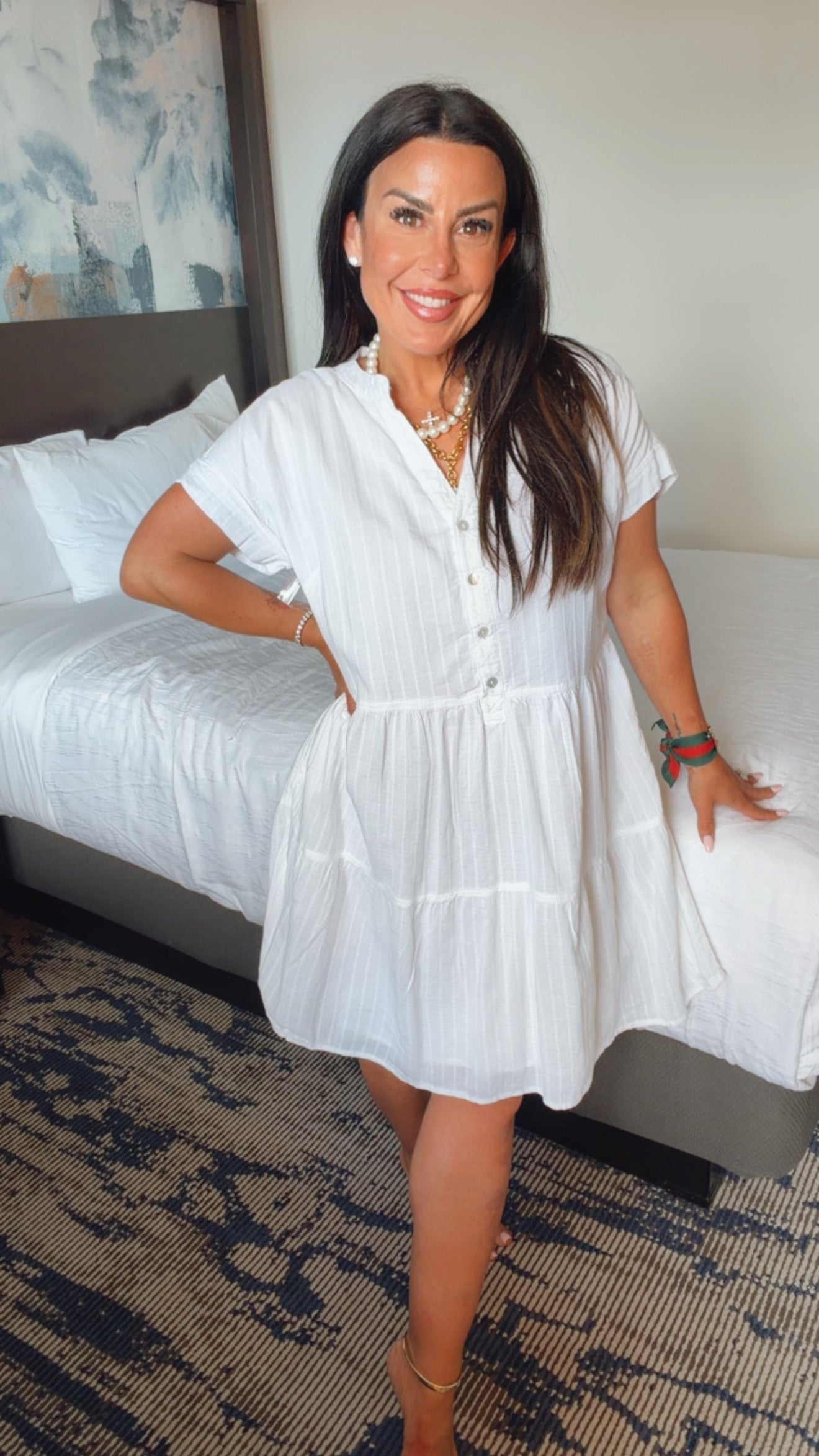 Chic white Button Dress