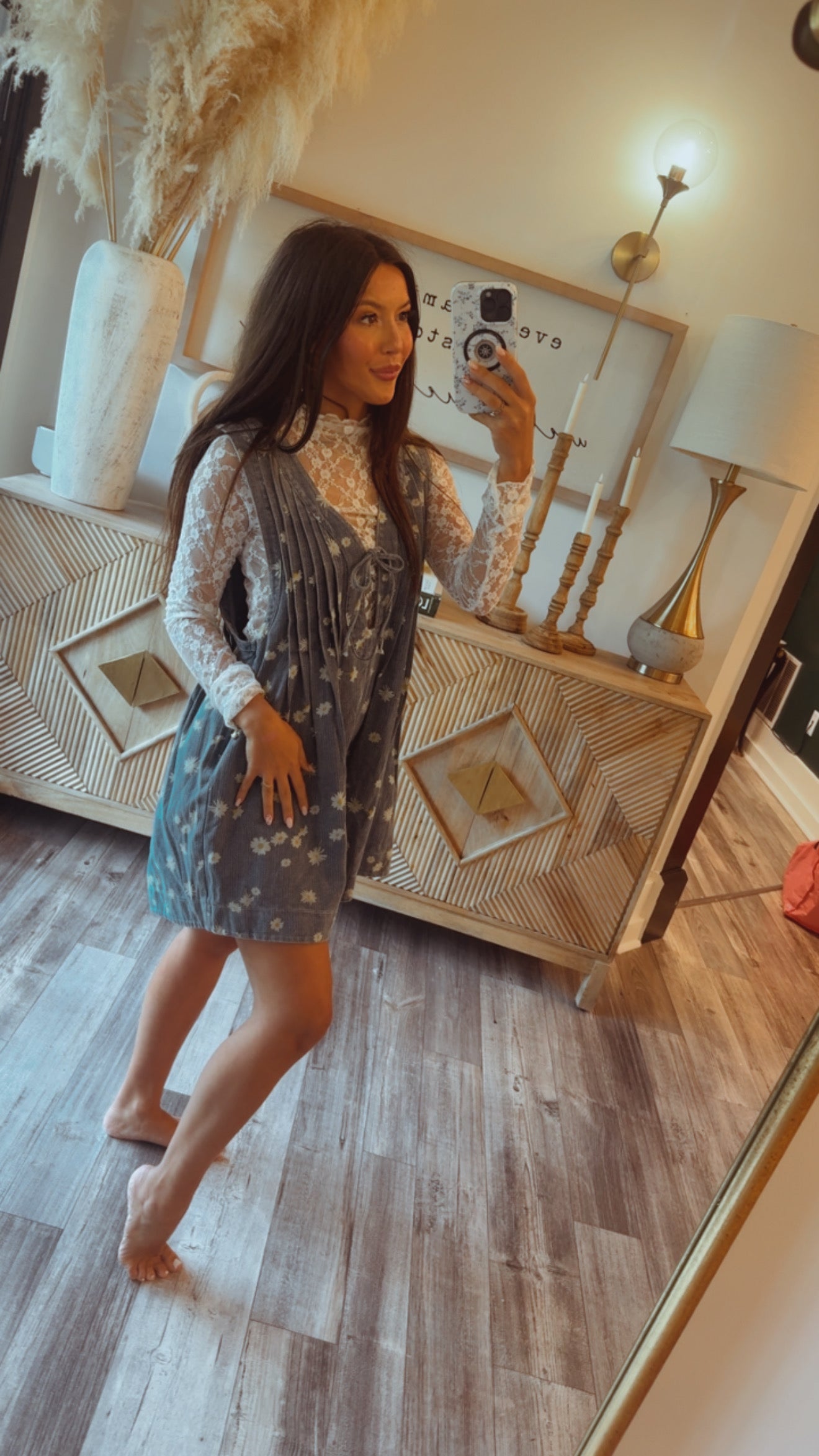 Chic Floral Denim Romper