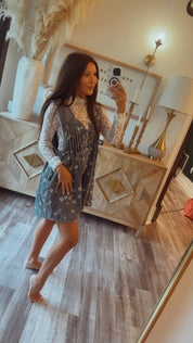 Chic Floral Denim Romper