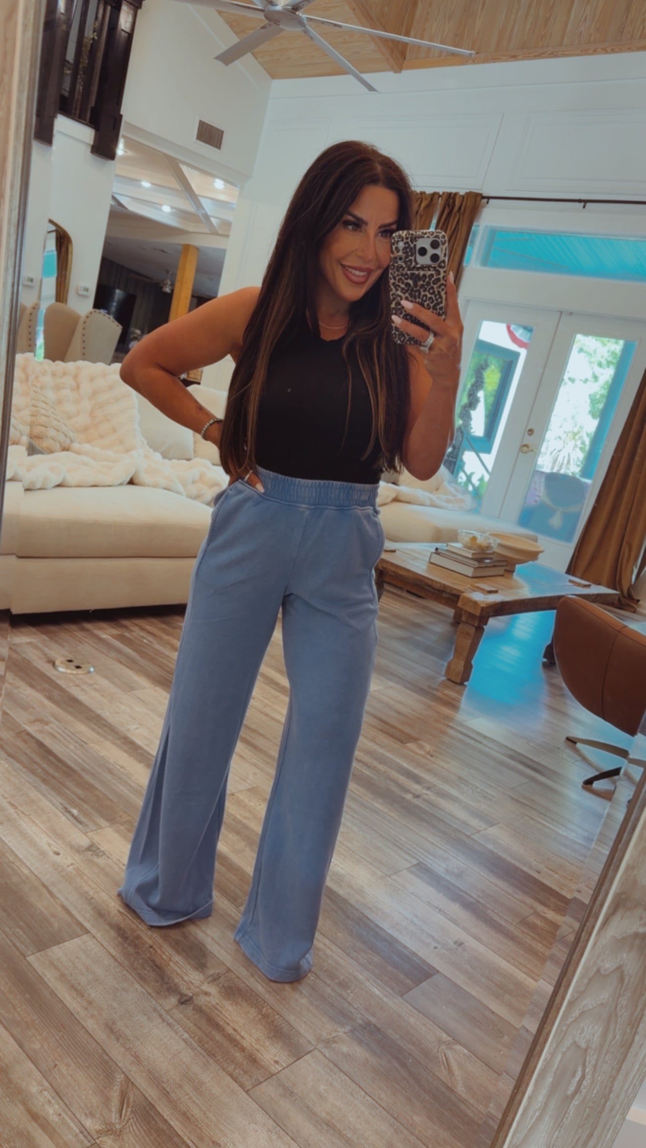 Rae Mode Aqua Splash French Terry Wide Leg Joggers