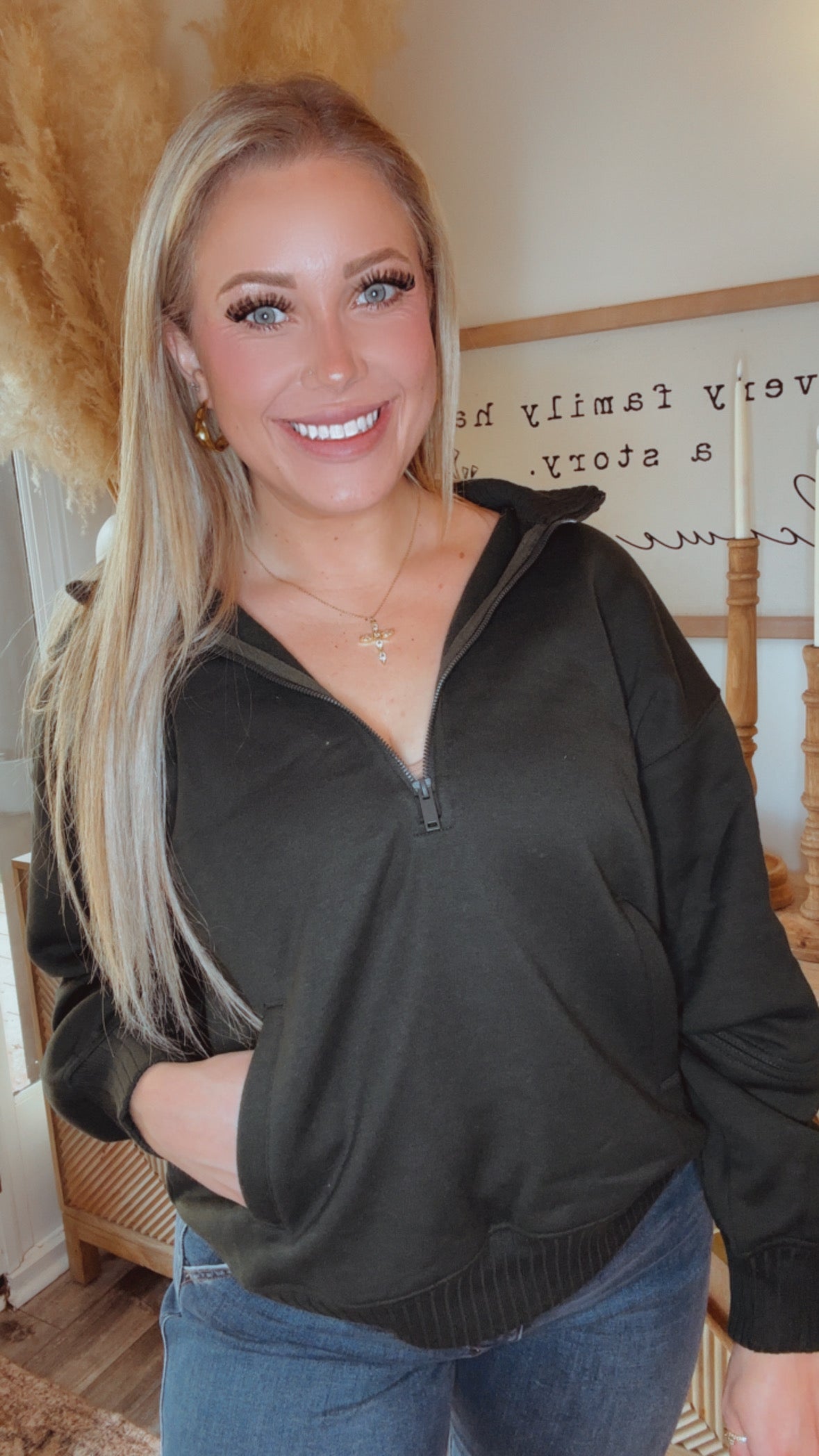 Ultra Soft 1/2 Dark Green 1/2 Zip Mock Neck Jacket