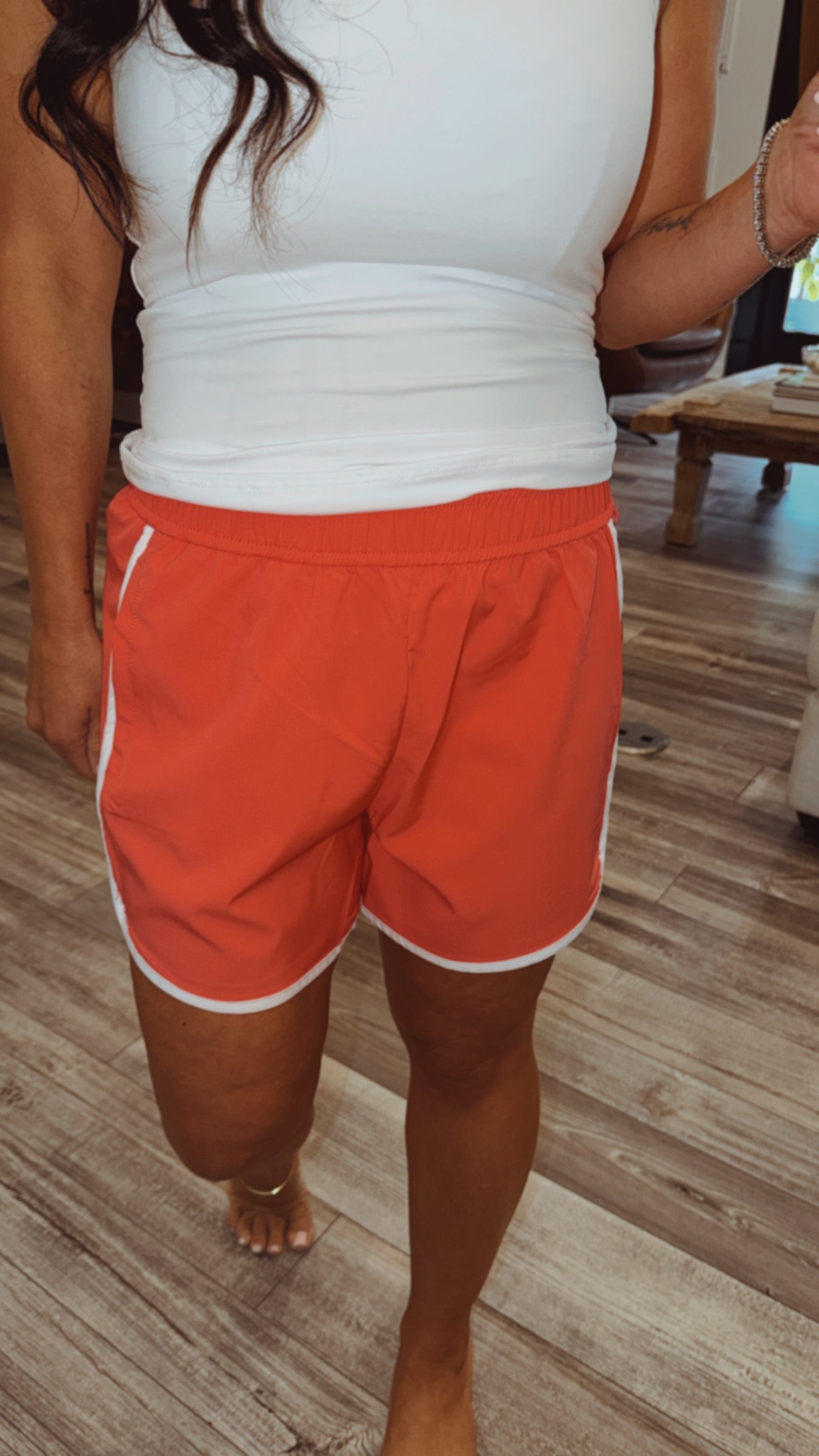 Rae Mode Flamingo And White Athletic Shorts