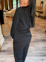 Black French Terry Vintage Tunic Hoodie