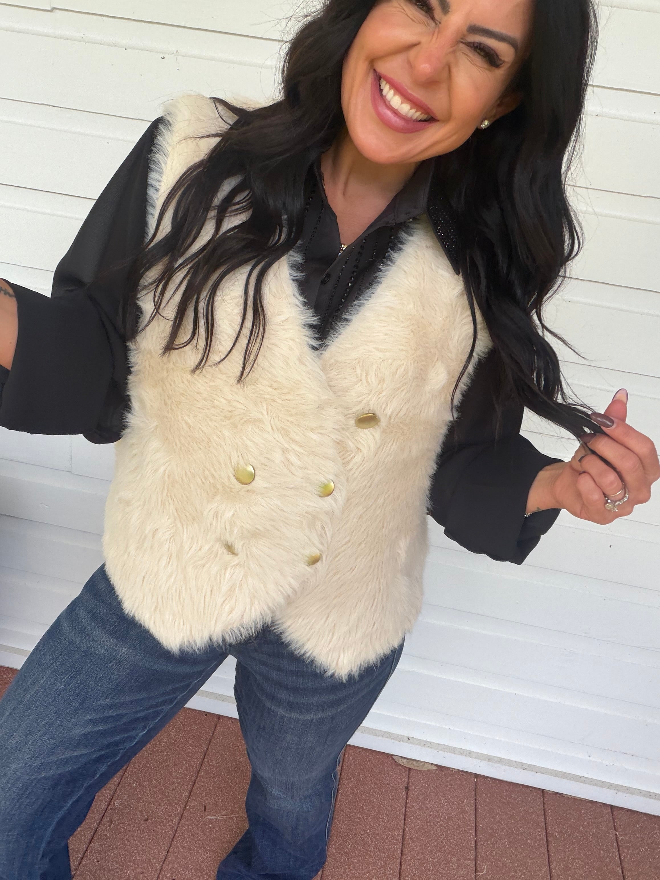 Cream Crush Faux Fur Vest