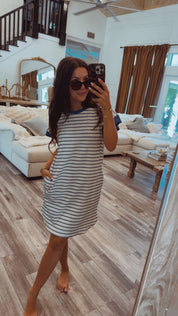 Blue and Cream Striped Tshirt Dress