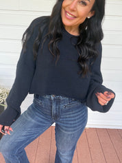 Navy Knit Long Sleeve Lightweight Sweater