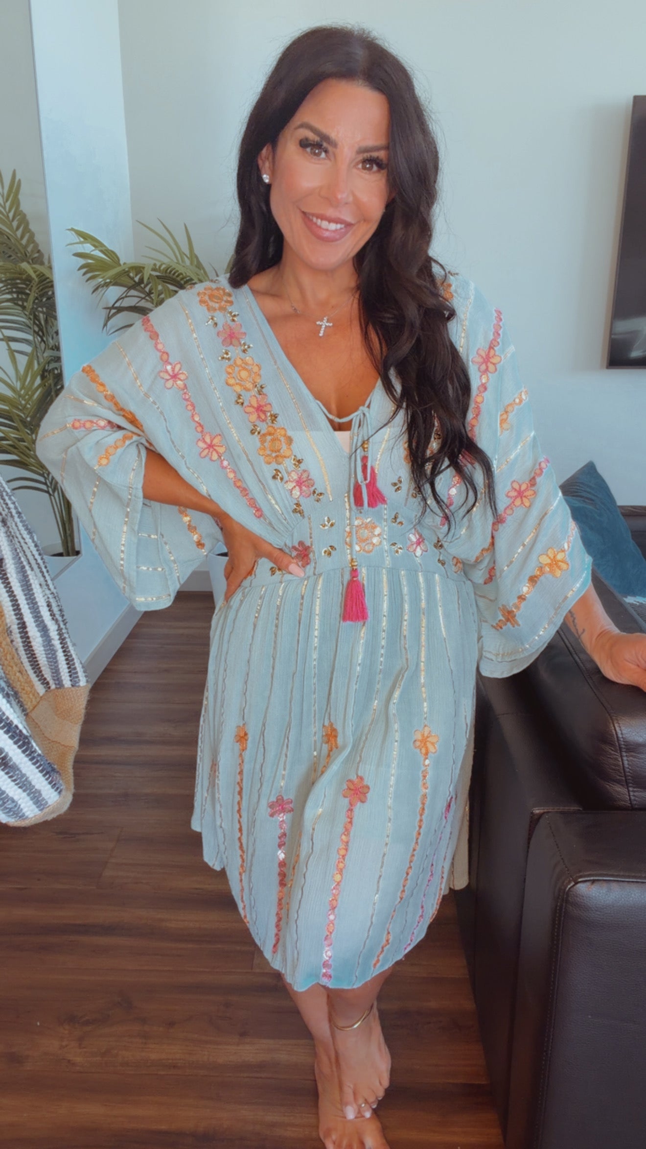 POL Seafoam And Floral Diva Dress