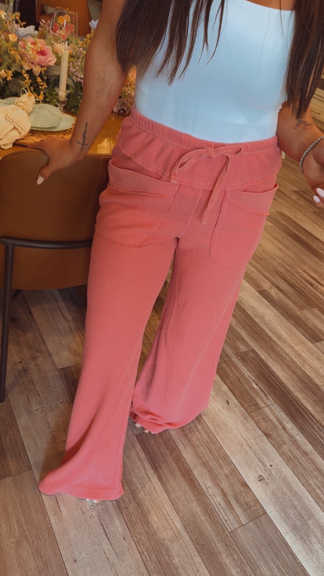Rae Mode Butter Soft Pink Waffle Knit Joggers