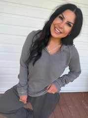 Ultra soft Loose Fit Charcoal Vneck Hoodie