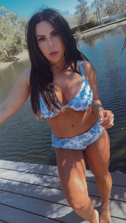 "The Jeaneane"  Bella Neane Custom Floral Blue and White Bikini Bottom
