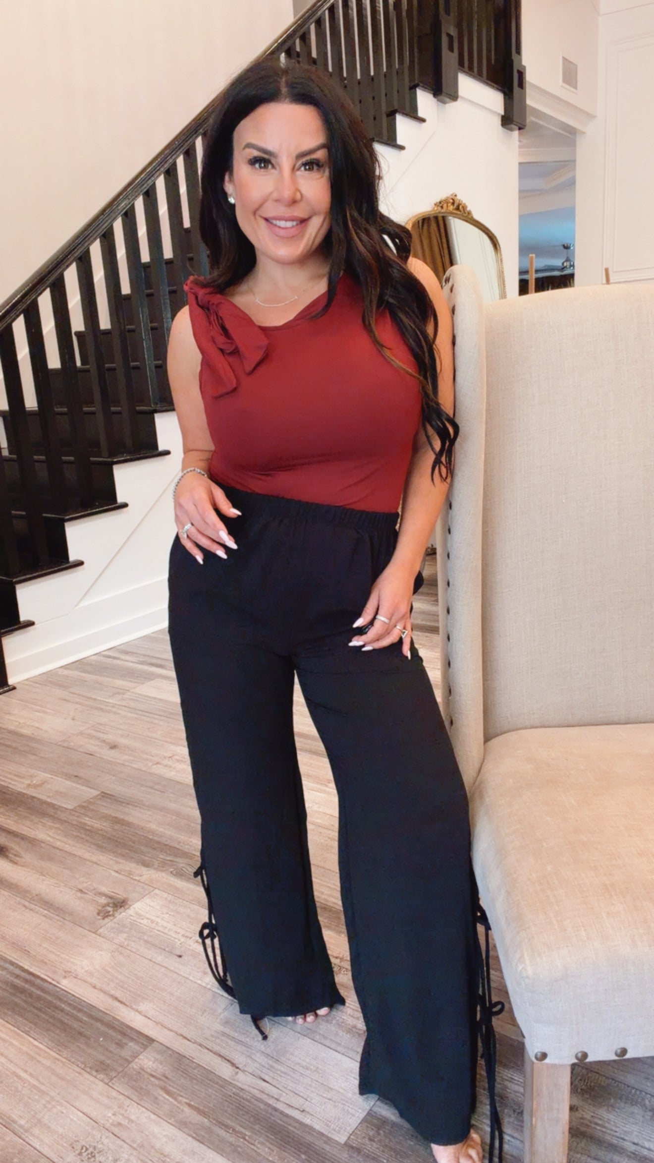 “Who’s the boss” Comfy Black Textured Pants