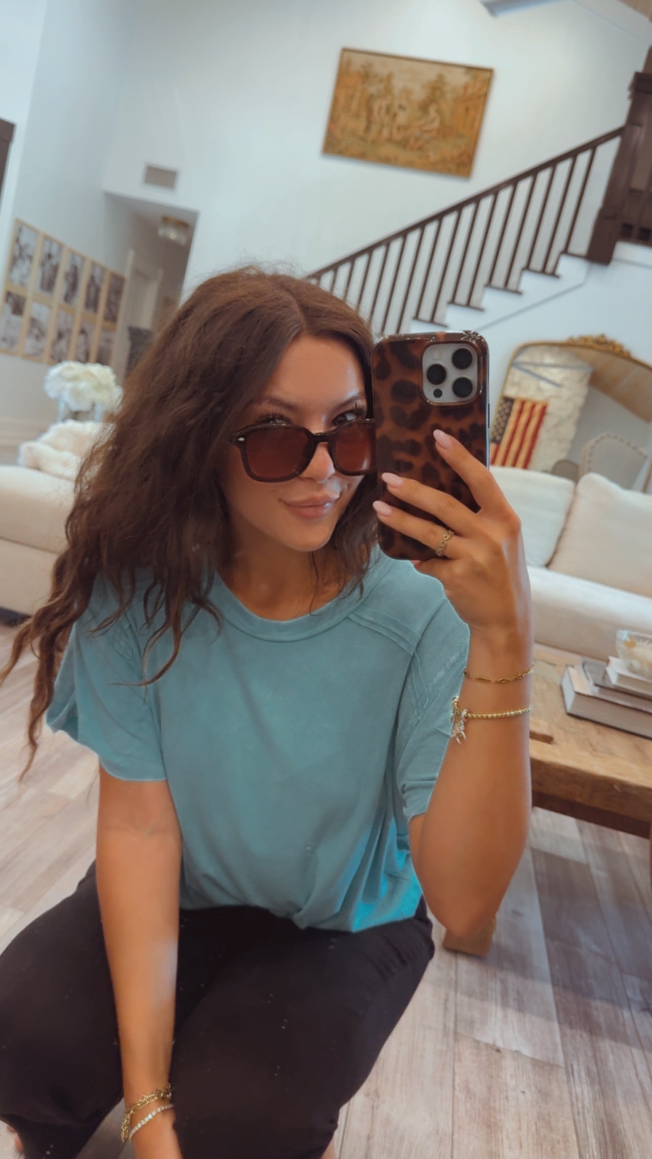 Ultra Soft Ribbed Seafoam Oversized Top