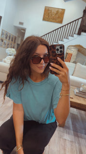 Ultra Soft Ribbed Seafoam Oversized Top