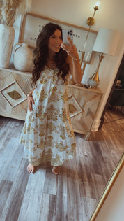 Mustard and Cream Chic Floral Jumpsuit