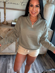 Soft Olive 1/4 Zip Pullover