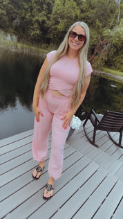 Light Pink Crop Top and Jogger Rae Mode Set
