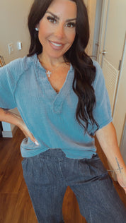 Cozy Co Denim Blue Gauze Cotton Top