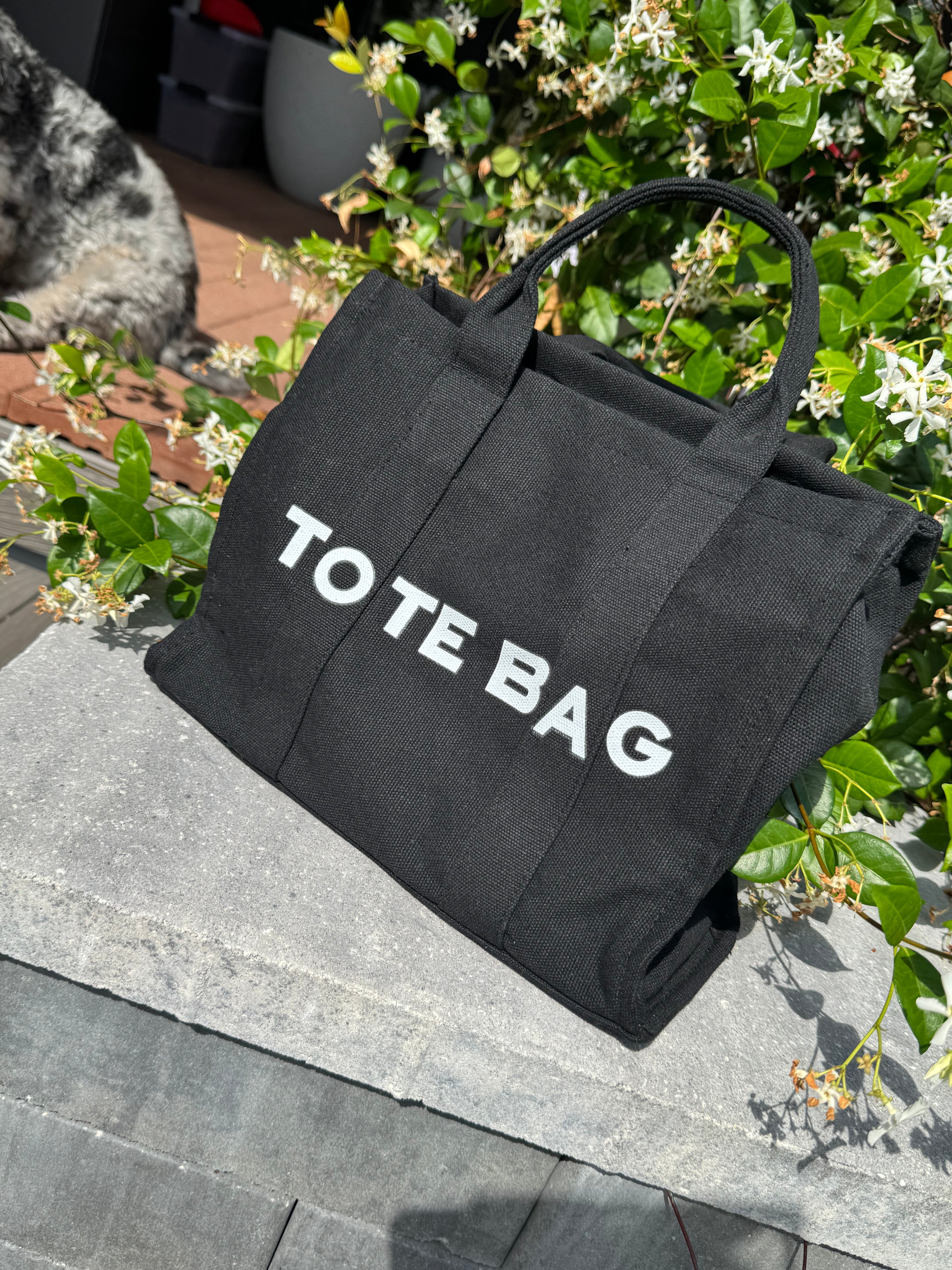 Black and White Large Shoulder The Tote Canvas Bag
