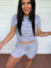 Ultra Soft Heather Grey Crop Short Sleeve Top