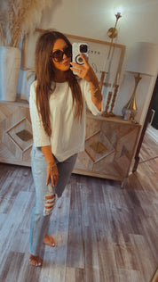 Chic 3/4 Sleeve IvoryTop