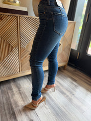 Dark Wash Distressed Skinny Leg Jeans