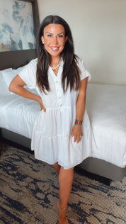 Chic white Button Dress