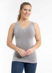 Lace Trim V Neck Tank (DW)