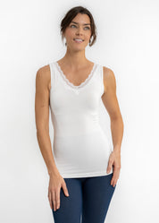 Lace Trim V Neck Tank (DW)