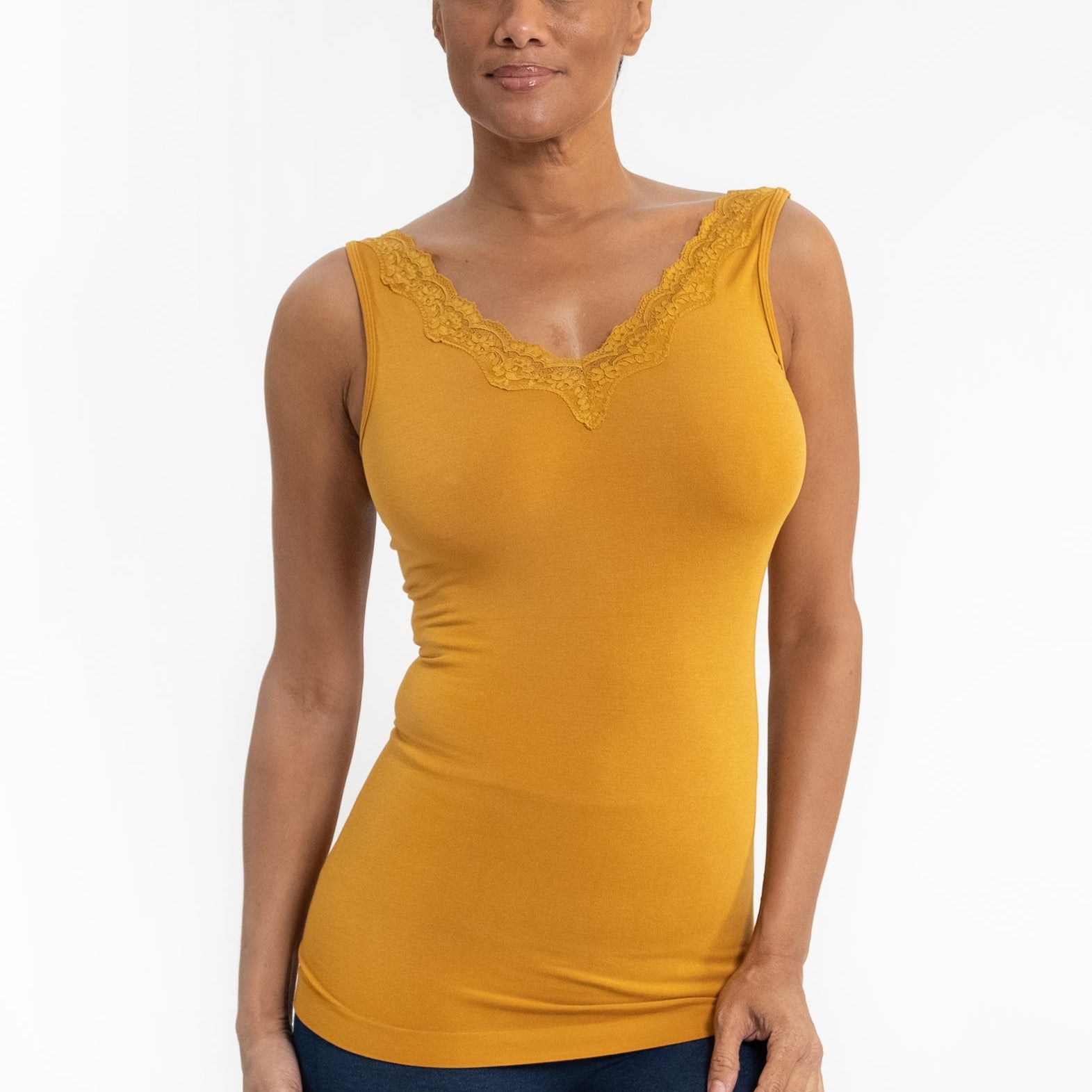 Lace Trim V Neck Tank (DW)